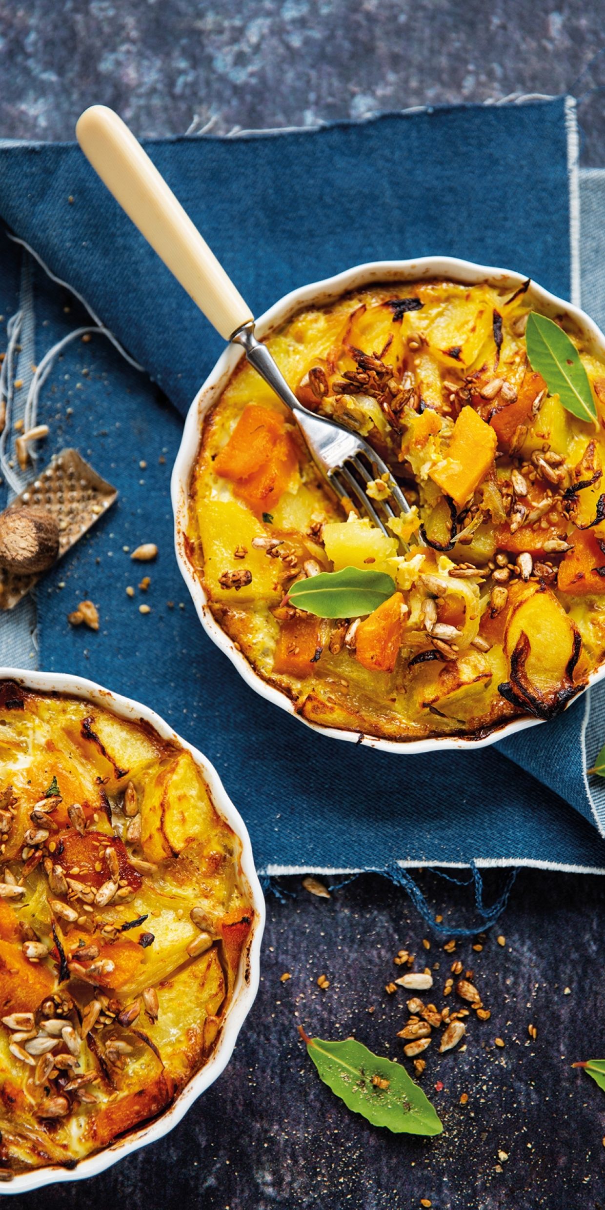 Gratin di patate e zucca  alla noce moscata