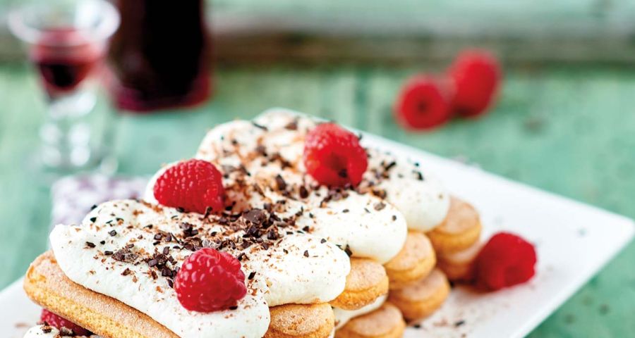 Egg-free chocolate and raspberry tiramisu