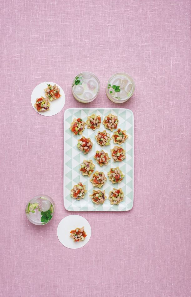 Cestini con pico de gallo e cannellini