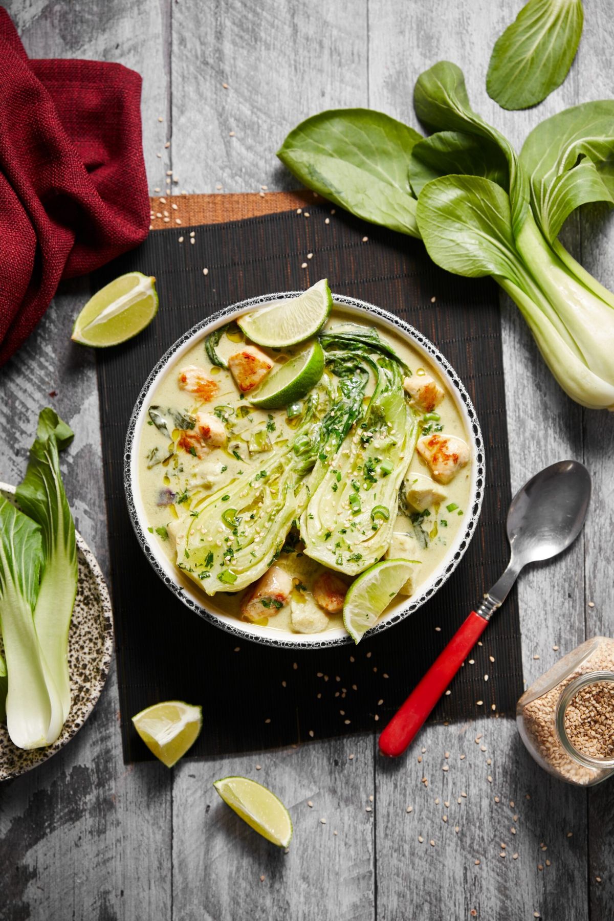 Curry verde di pollo e cavolo cinese