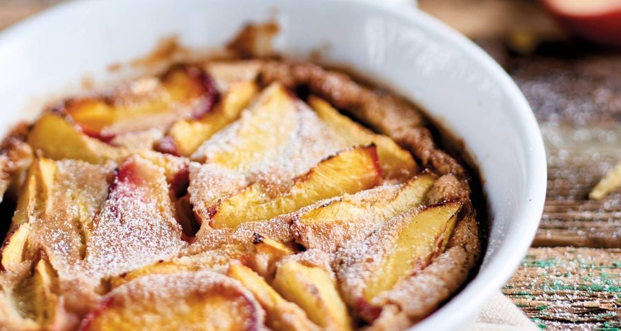 Nectarine clafoutis with coconut milk