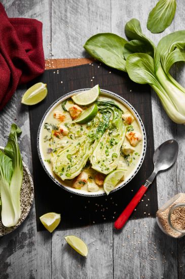 Curry verde di pollo e cavolo cinese