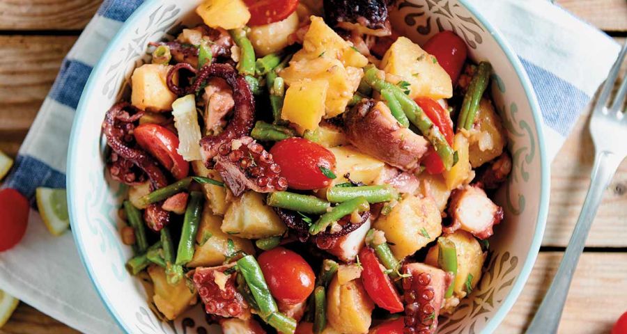 Octopus and green bean salad