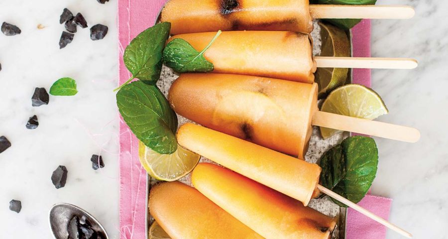 Melon, lime  and liquorice  popsicles