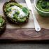 Crostoni (toasted slices of bread) with green bean and mint hummus
