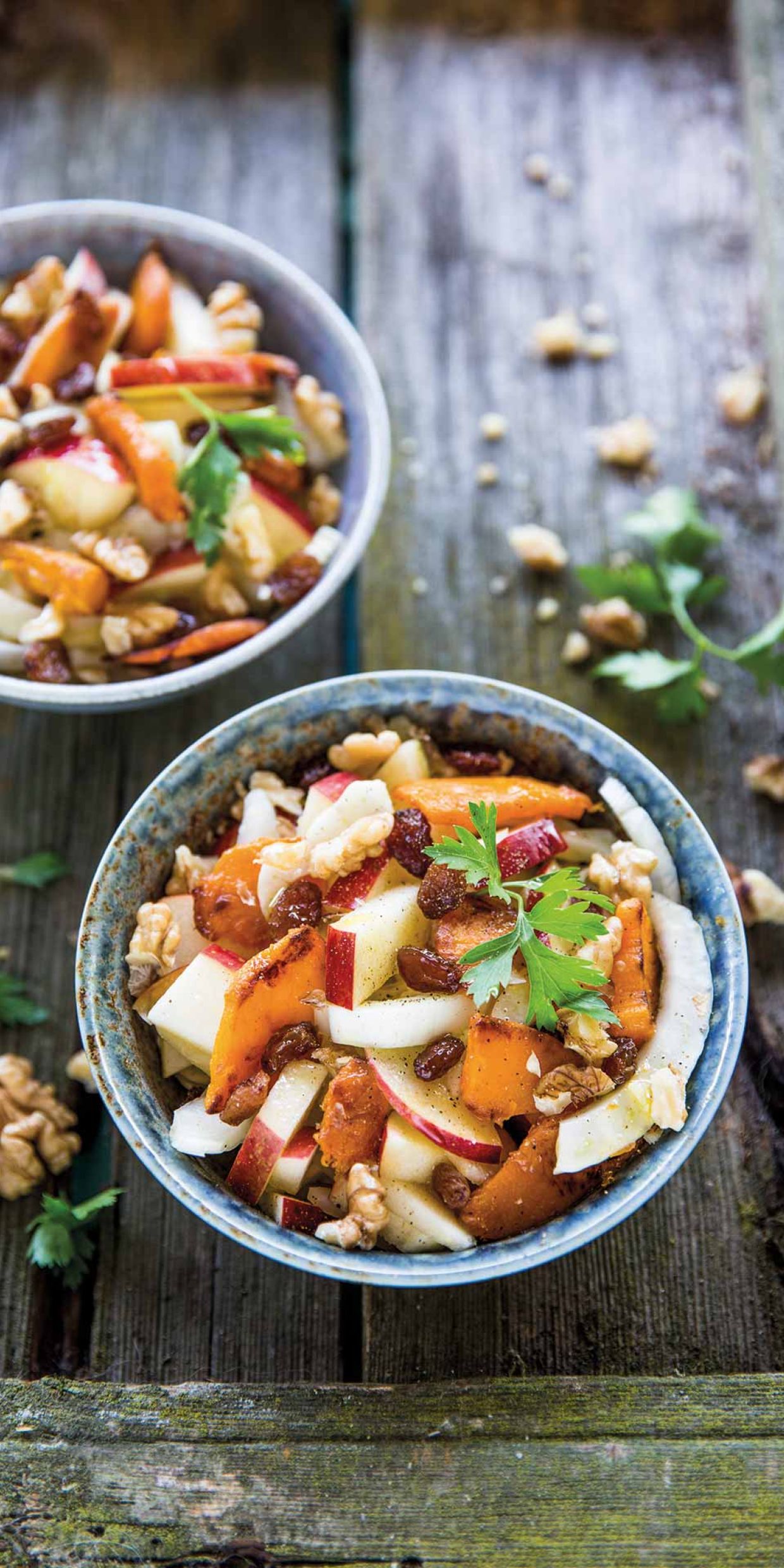 Insalata di mele con zucca arrostita e finocchi