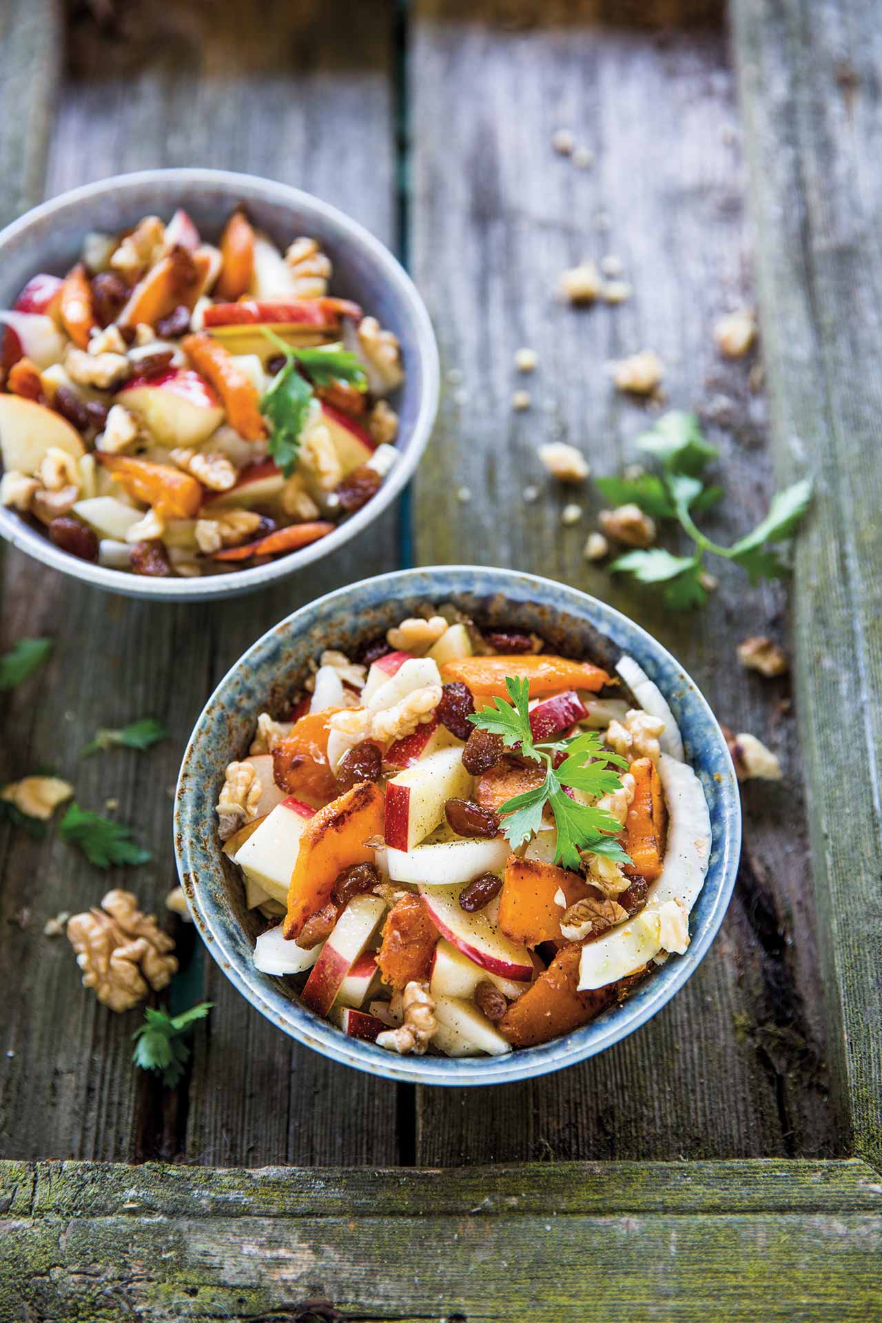 Insalata di mele con zucca arrostita e finocchi