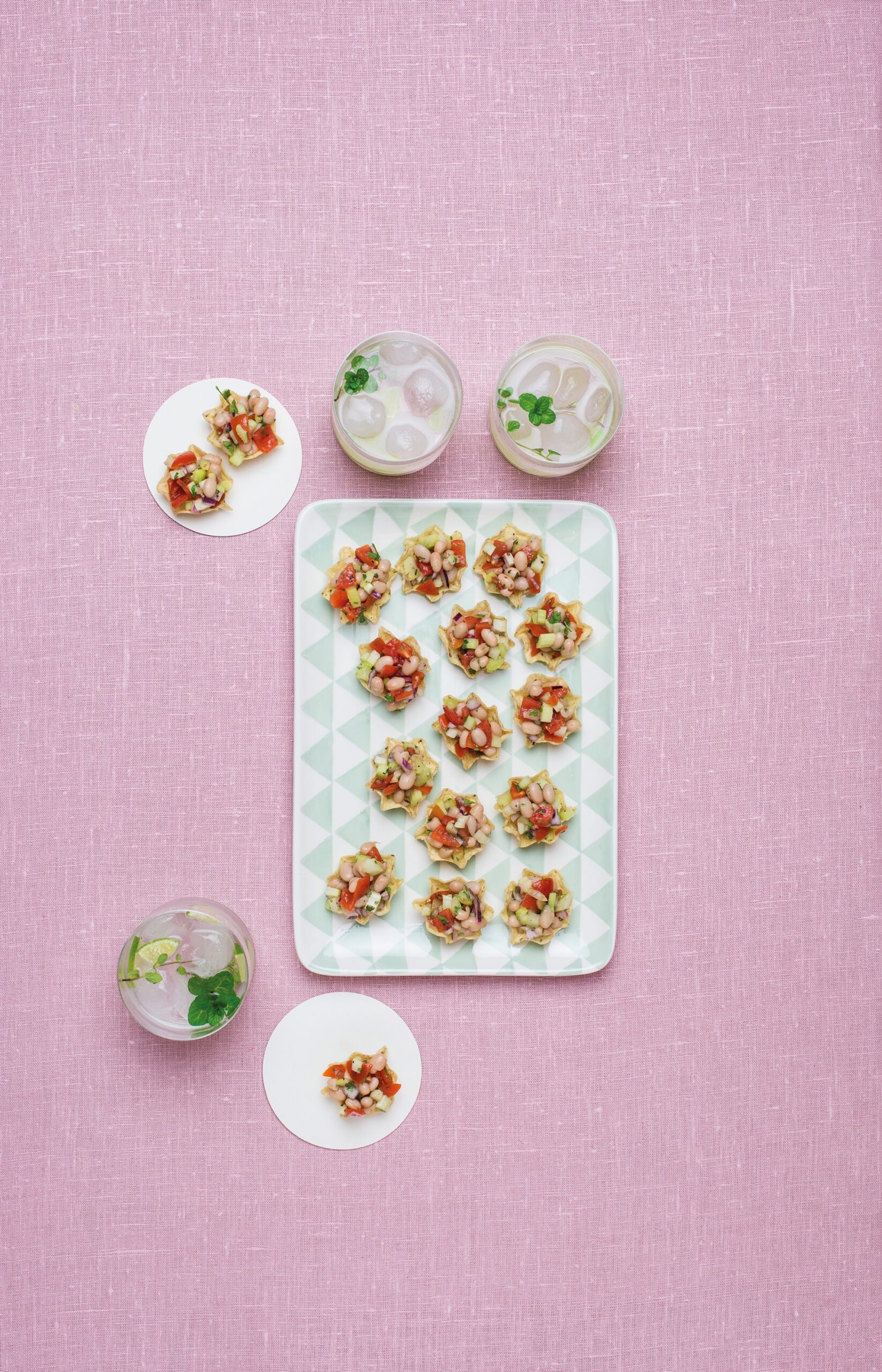 Cestini con pico de gallo e cannellini